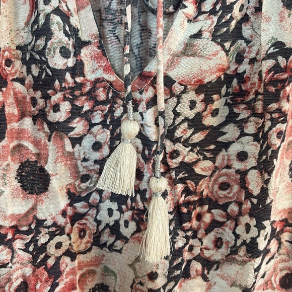 Lucky Brand Pink Smocked Tie Front Blouse - Picture 6 of 11